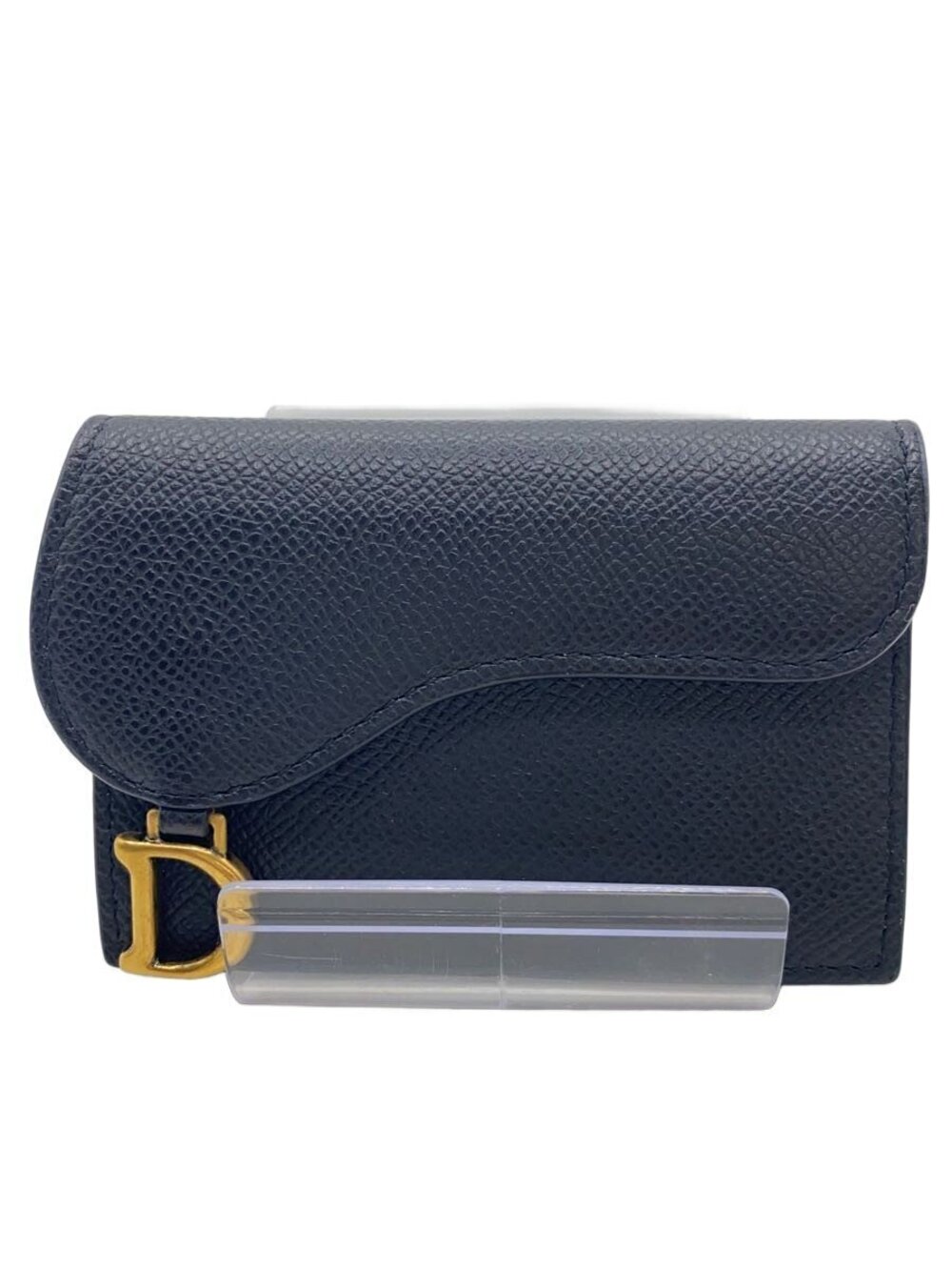 Christian Dior Card Case Wallet Leather Black